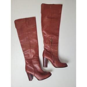 Sam Edelman Over the Knee Cognac Leather Tall Riding Heel Boots Sz 8